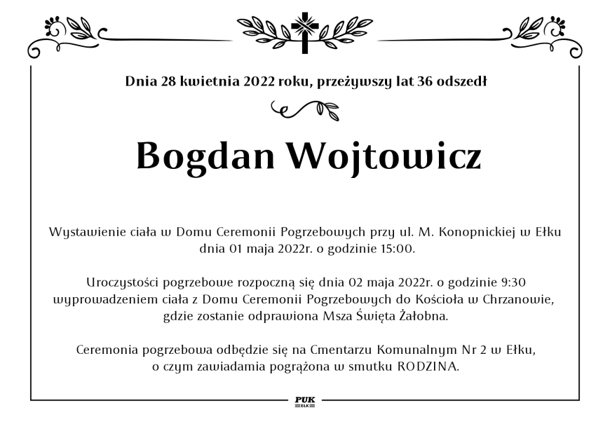 Bogdan Wojtowicz - nekrolog